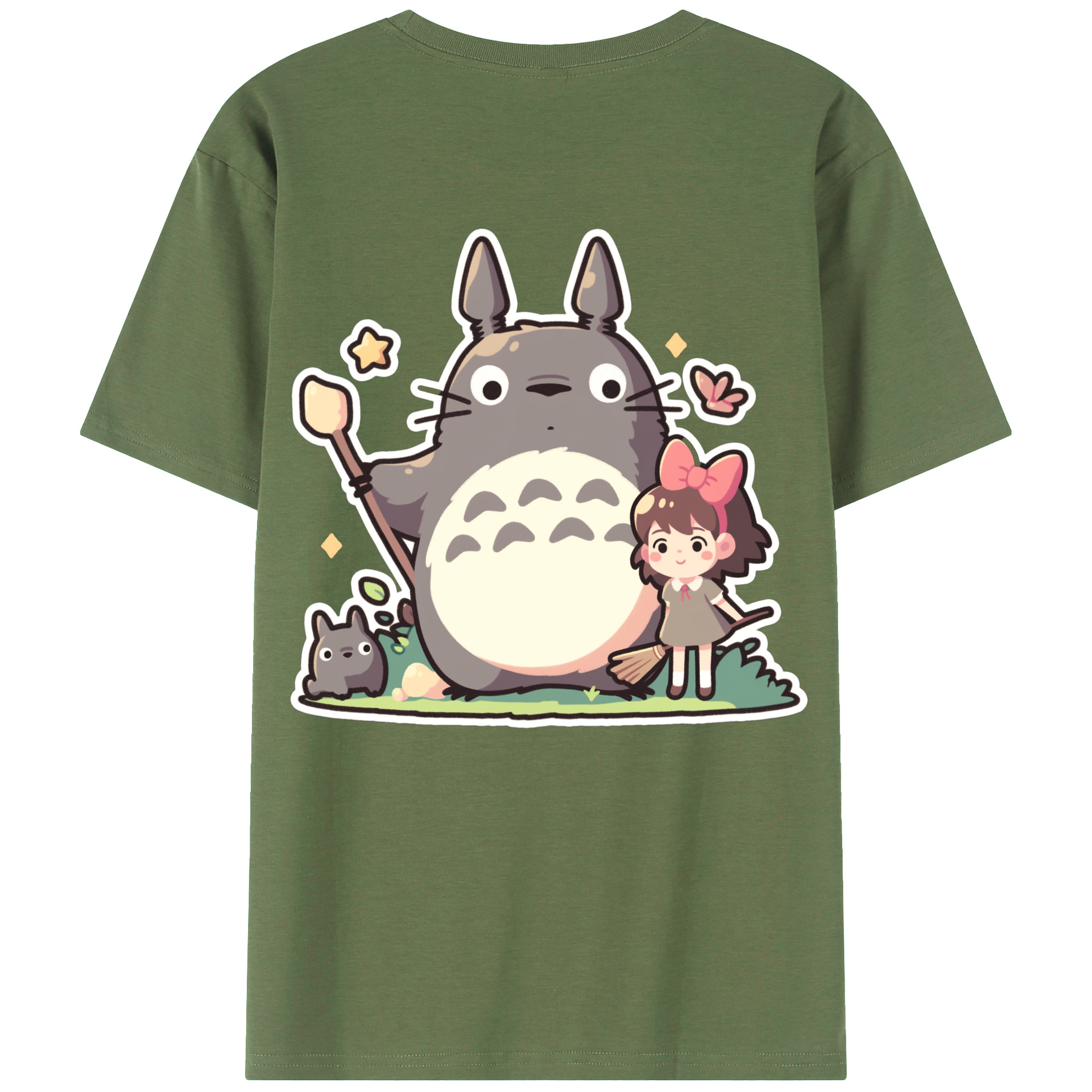 （画像用） となりのトトロ 草壁メイ 草壁サツキ My Neighbor Totoro Satsuki Kusakabe Mei Kusakabe 綿100％ メンズ半袖Tシャツ（バックプリント） 通気性